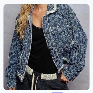 POL Blue Denim Jean Jacket with White Trim